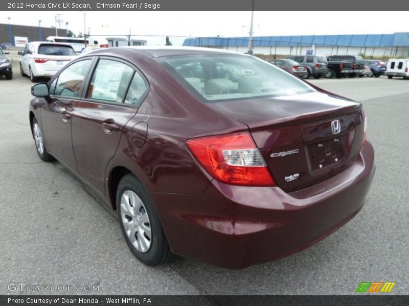 Crimson Pearl / Beige 2012 Honda Civic LX Sedan
