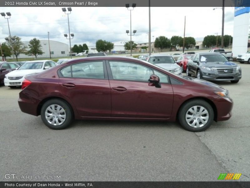 Crimson Pearl / Beige 2012 Honda Civic LX Sedan
