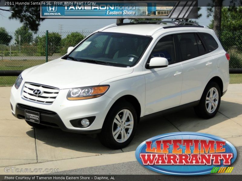 Frost White Pearl / Gray 2011 Hyundai Santa Fe SE