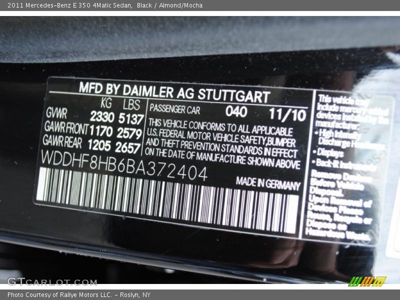 Black / Almond/Mocha 2011 Mercedes-Benz E 350 4Matic Sedan