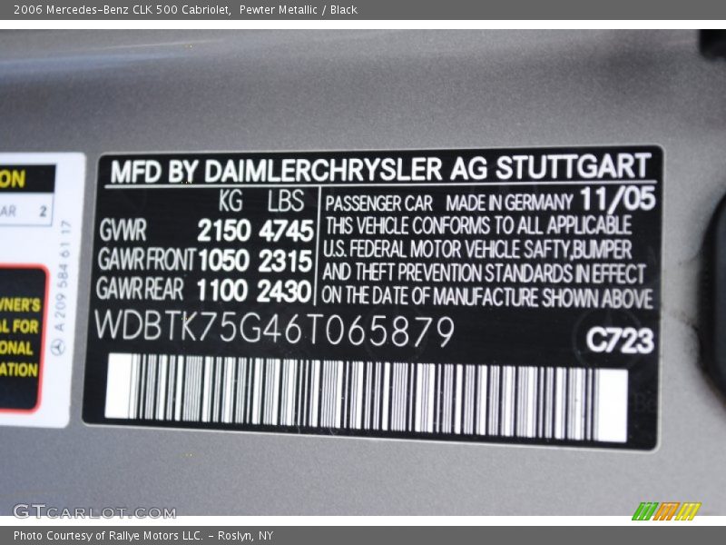 Pewter Metallic / Black 2006 Mercedes-Benz CLK 500 Cabriolet