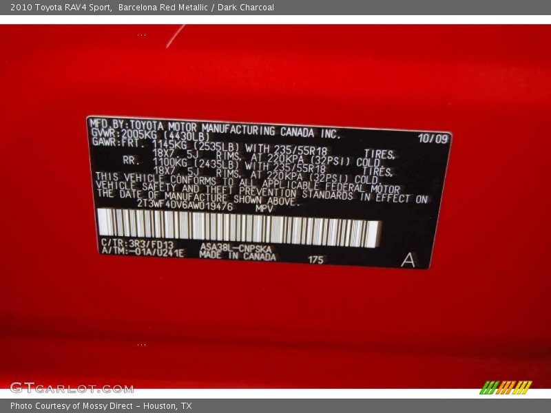 Barcelona Red Metallic / Dark Charcoal 2010 Toyota RAV4 Sport