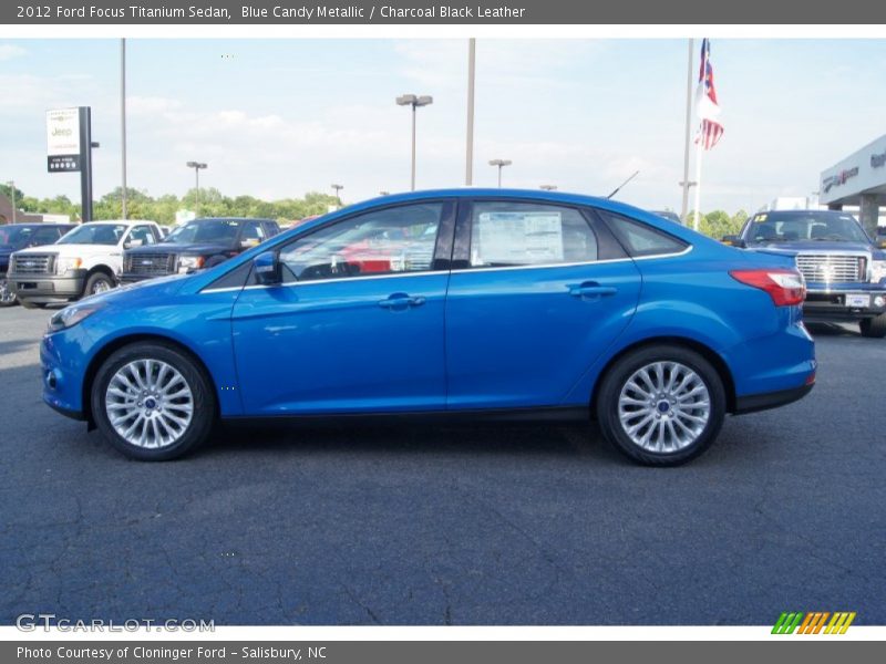 Blue Candy Metallic / Charcoal Black Leather 2012 Ford Focus Titanium Sedan