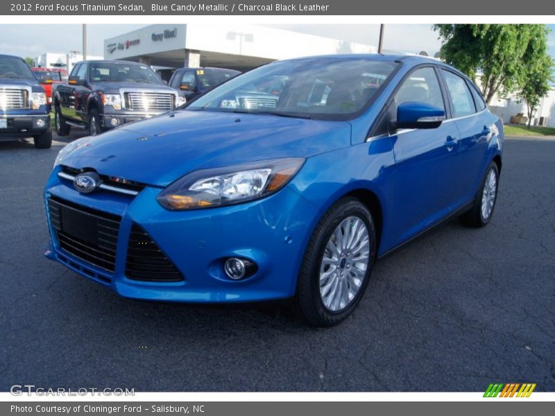 Blue Candy Metallic / Charcoal Black Leather 2012 Ford Focus Titanium Sedan