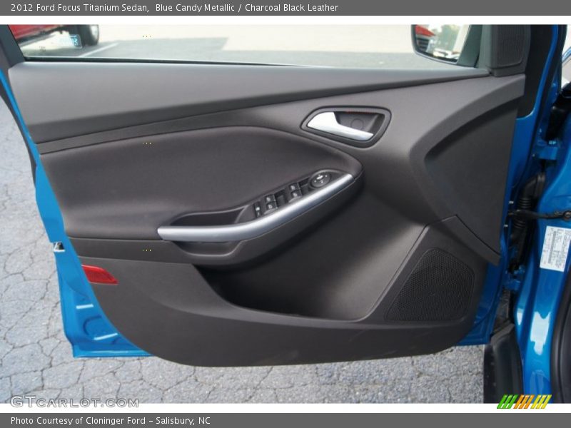 Blue Candy Metallic / Charcoal Black Leather 2012 Ford Focus Titanium Sedan