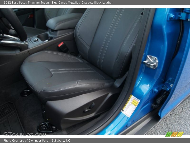Blue Candy Metallic / Charcoal Black Leather 2012 Ford Focus Titanium Sedan