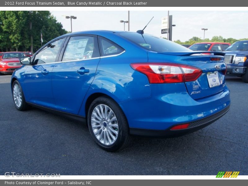 Blue Candy Metallic / Charcoal Black Leather 2012 Ford Focus Titanium Sedan