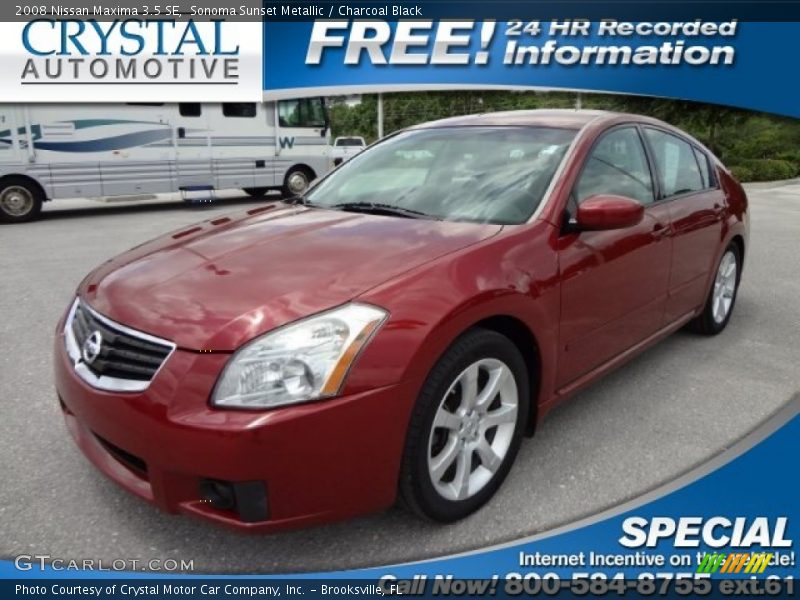 Sonoma Sunset Metallic / Charcoal Black 2008 Nissan Maxima 3.5 SE