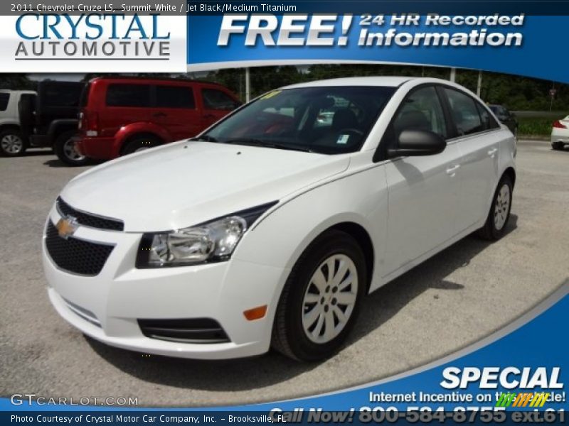 Summit White / Jet Black/Medium Titanium 2011 Chevrolet Cruze LS