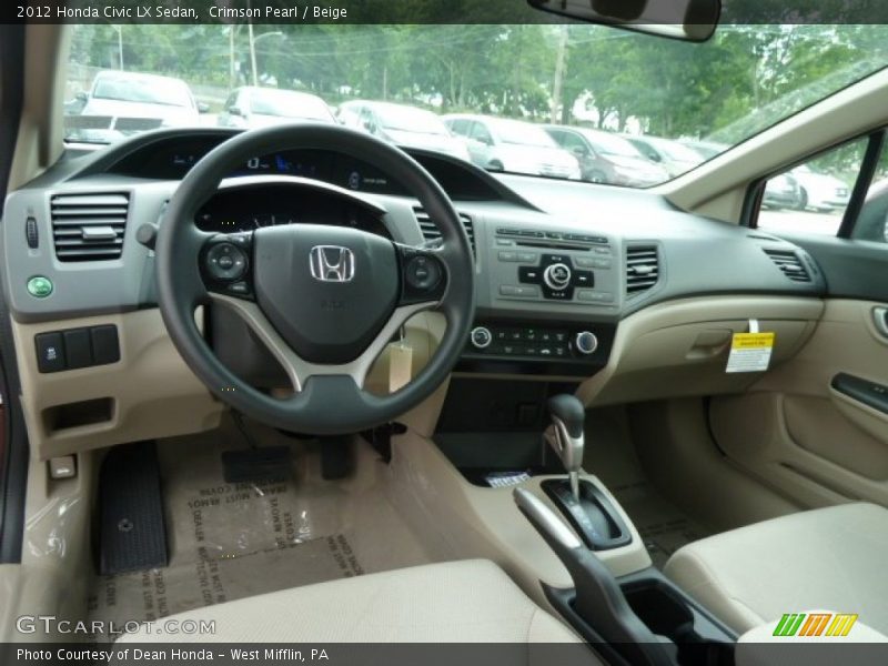 Crimson Pearl / Beige 2012 Honda Civic LX Sedan