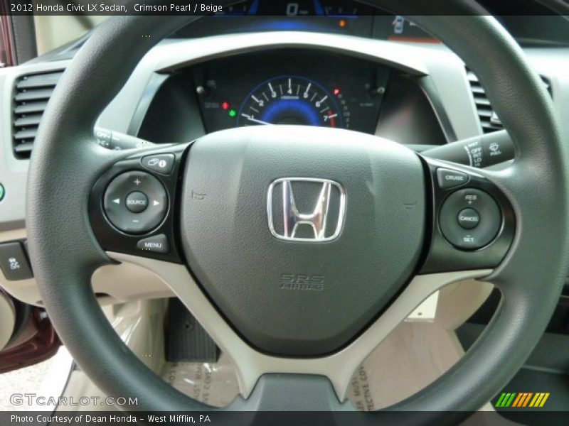 Crimson Pearl / Beige 2012 Honda Civic LX Sedan
