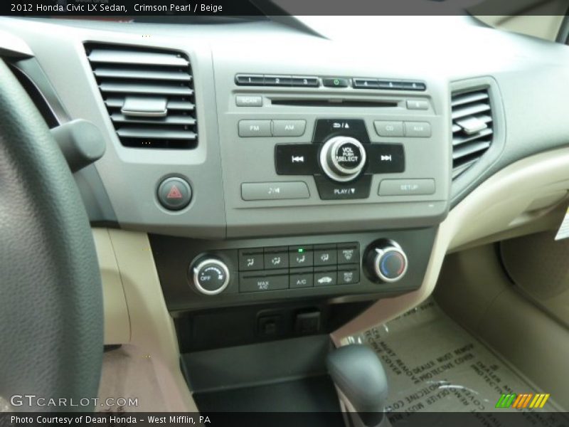 Crimson Pearl / Beige 2012 Honda Civic LX Sedan