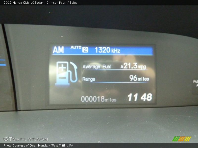 Crimson Pearl / Beige 2012 Honda Civic LX Sedan