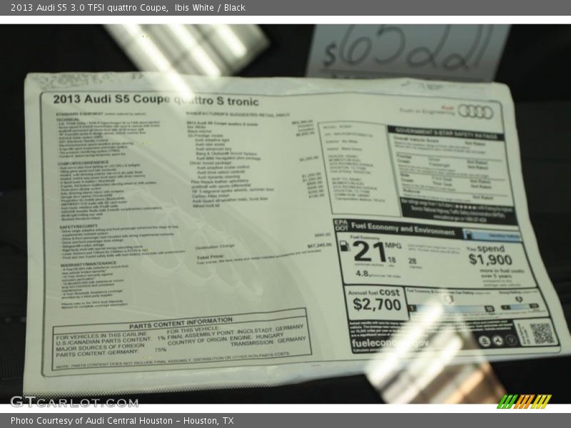 Ibis White / Black 2013 Audi S5 3.0 TFSI quattro Coupe