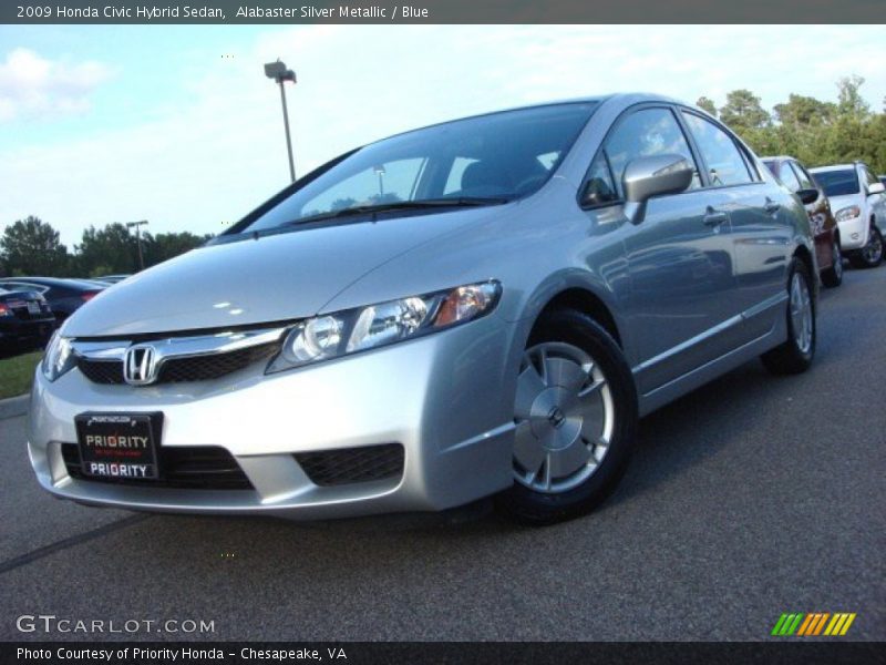 Alabaster Silver Metallic / Blue 2009 Honda Civic Hybrid Sedan
