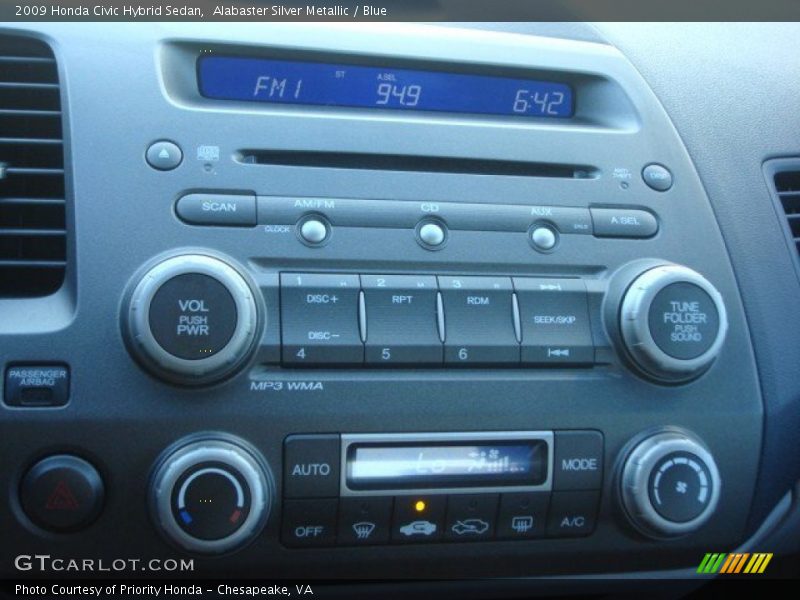 Alabaster Silver Metallic / Blue 2009 Honda Civic Hybrid Sedan