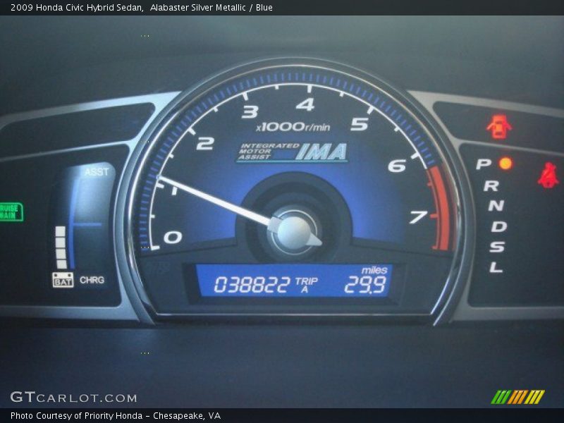 Alabaster Silver Metallic / Blue 2009 Honda Civic Hybrid Sedan
