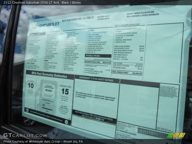  2012 Suburban 2500 LT 4x4 Window Sticker