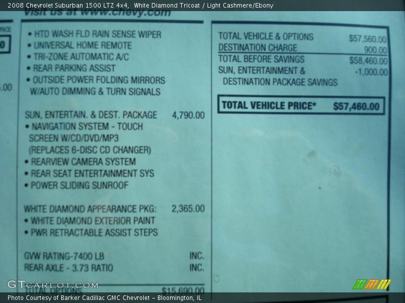 White Diamond Tricoat / Light Cashmere/Ebony 2008 Chevrolet Suburban 1500 LTZ 4x4