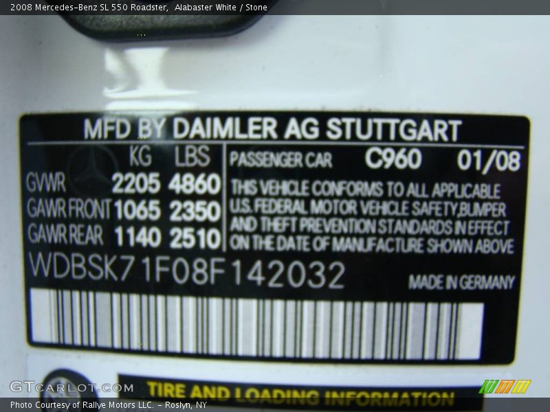 Alabaster White / Stone 2008 Mercedes-Benz SL 550 Roadster