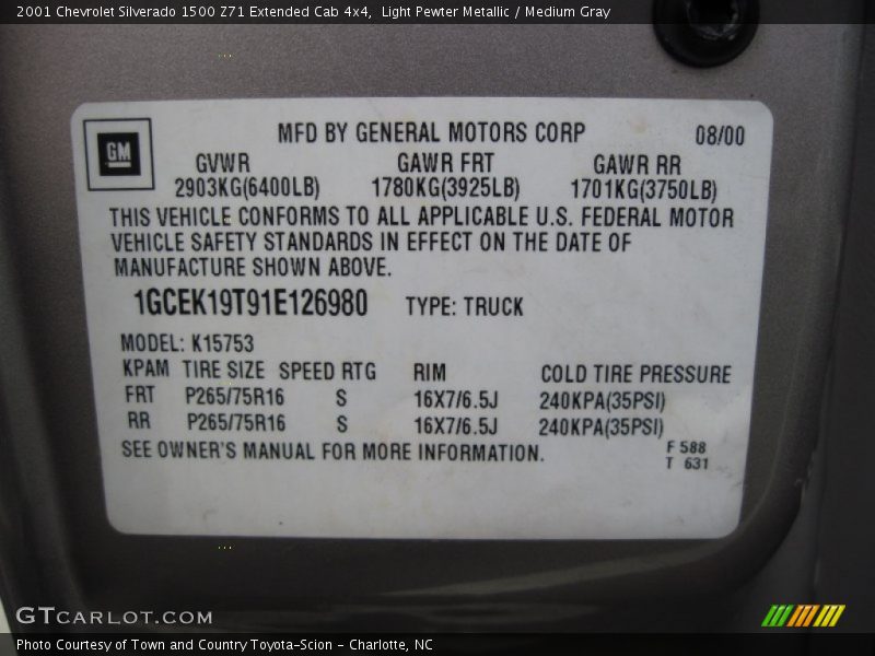 Light Pewter Metallic / Medium Gray 2001 Chevrolet Silverado 1500 Z71 Extended Cab 4x4