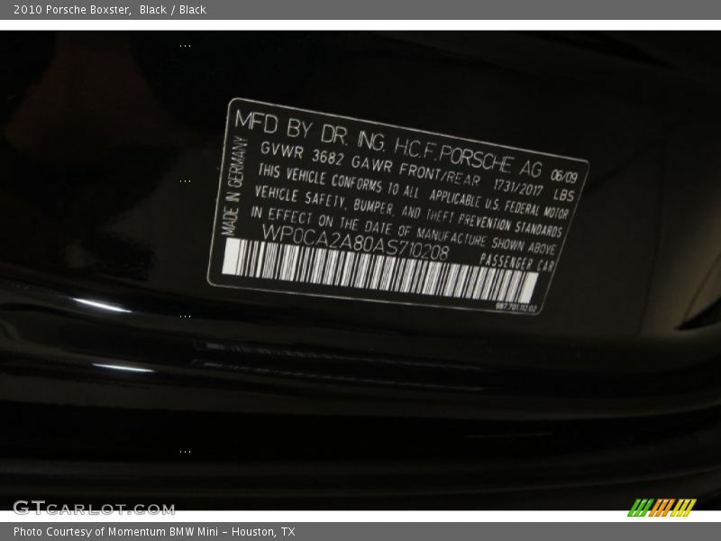 Black / Black 2010 Porsche Boxster