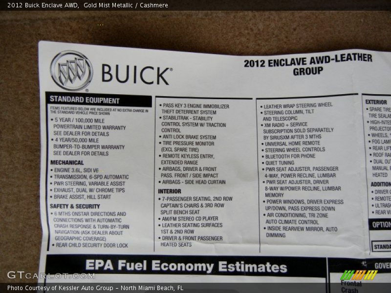 Gold Mist Metallic / Cashmere 2012 Buick Enclave AWD