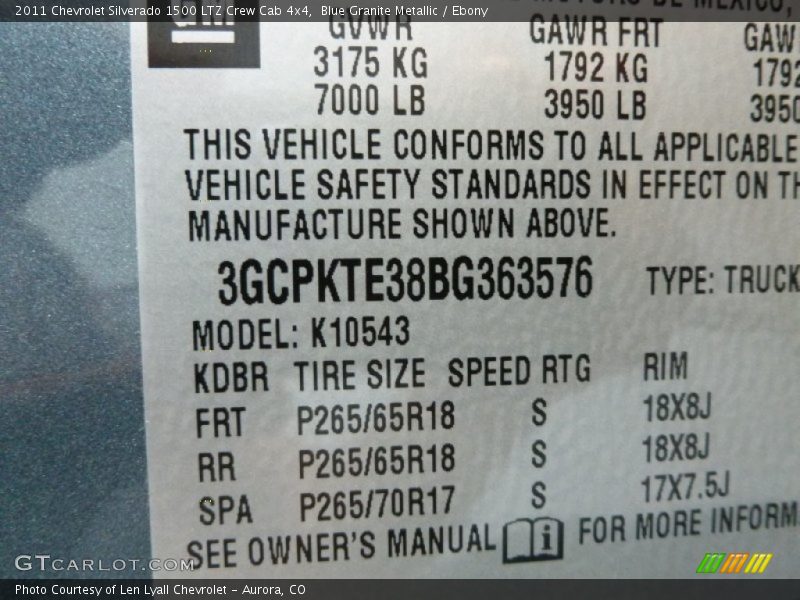 Blue Granite Metallic / Ebony 2011 Chevrolet Silverado 1500 LTZ Crew Cab 4x4