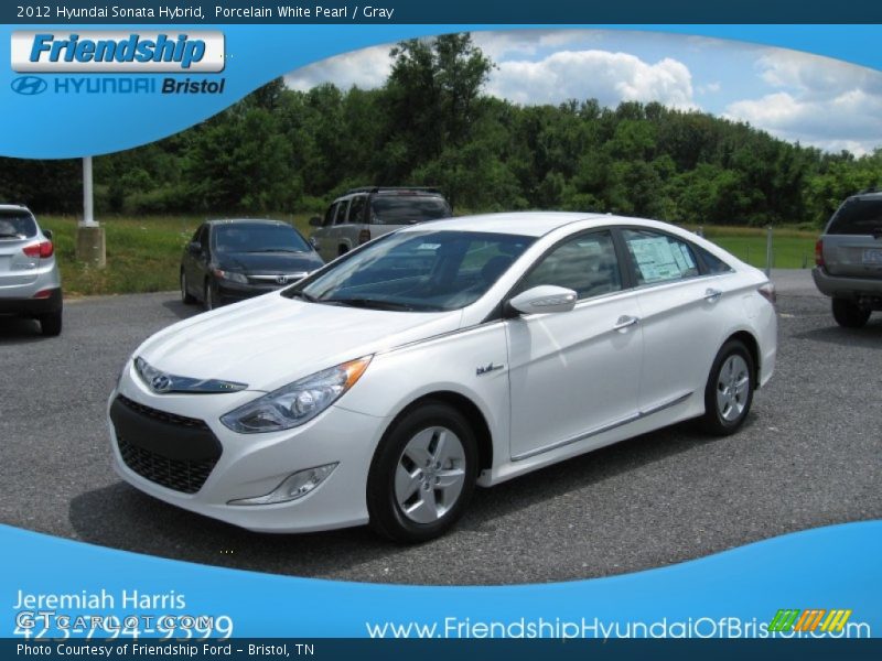Porcelain White Pearl / Gray 2012 Hyundai Sonata Hybrid