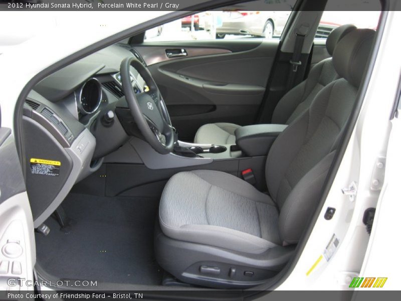 Porcelain White Pearl / Gray 2012 Hyundai Sonata Hybrid