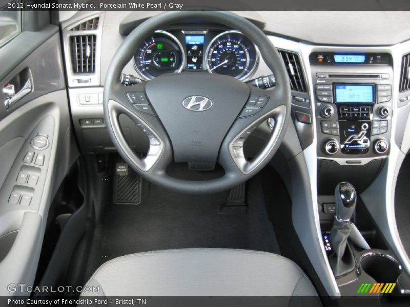 Porcelain White Pearl / Gray 2012 Hyundai Sonata Hybrid