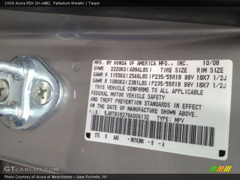 Palladium Metallic / Taupe 2009 Acura RDX SH-AWD
