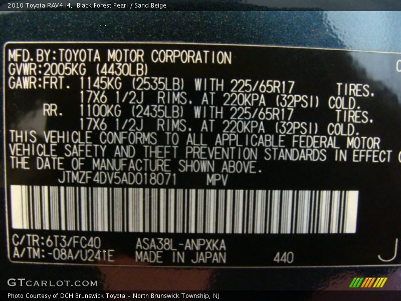 Black Forest Pearl / Sand Beige 2010 Toyota RAV4 I4