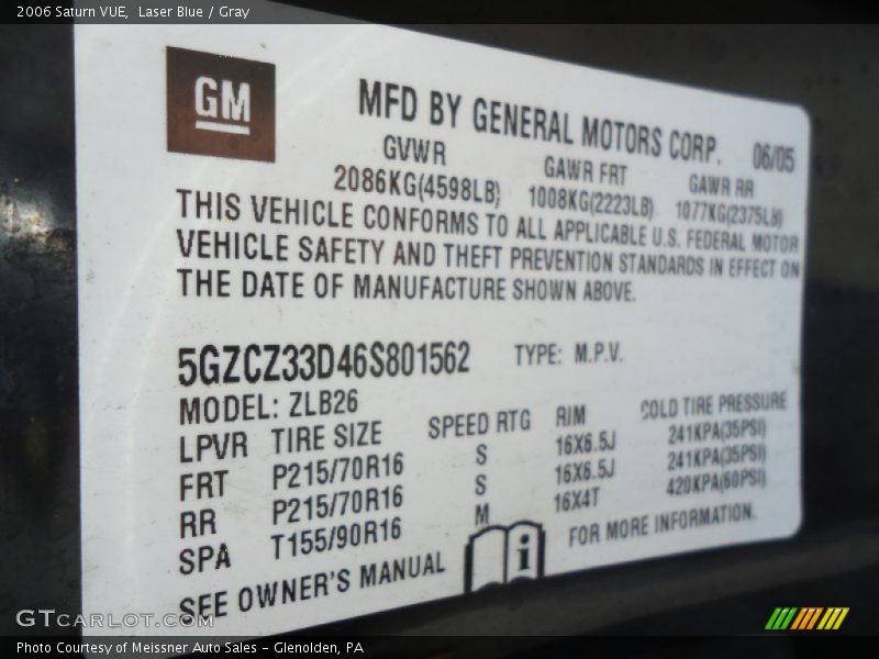 Laser Blue / Gray 2006 Saturn VUE