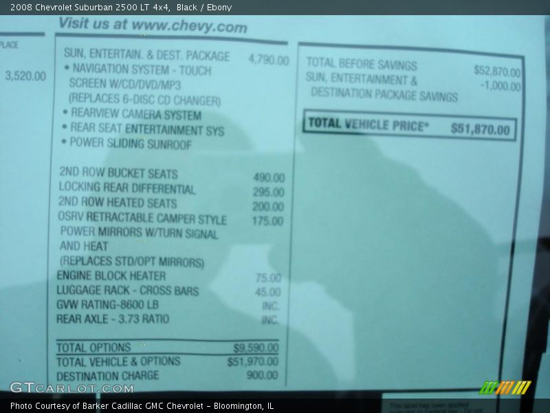 Black / Ebony 2008 Chevrolet Suburban 2500 LT 4x4