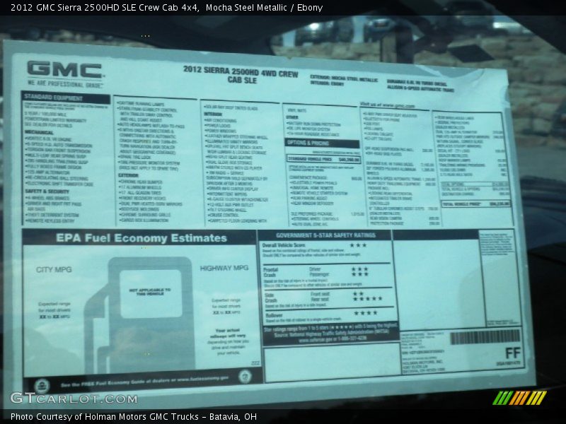 Mocha Steel Metallic / Ebony 2012 GMC Sierra 2500HD SLE Crew Cab 4x4