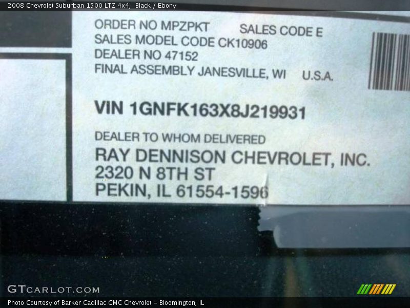 Black / Ebony 2008 Chevrolet Suburban 1500 LTZ 4x4