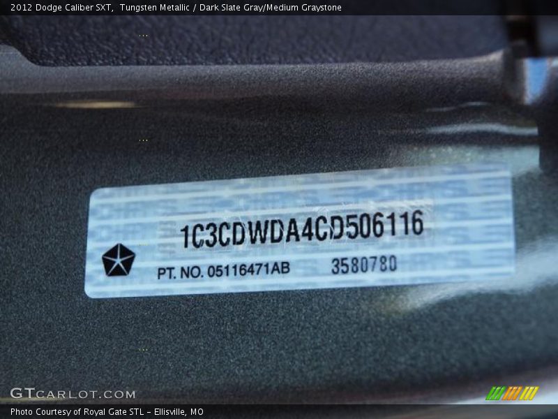Tungsten Metallic / Dark Slate Gray/Medium Graystone 2012 Dodge Caliber SXT