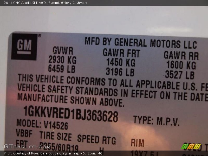 Summit White / Cashmere 2011 GMC Acadia SLT AWD
