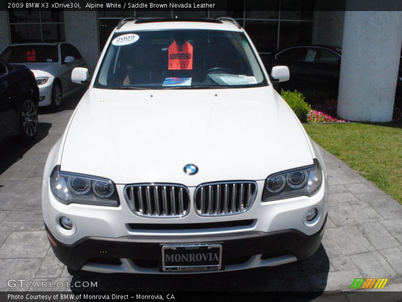 Alpine White / Saddle Brown Nevada Leather 2009 BMW X3 xDrive30i