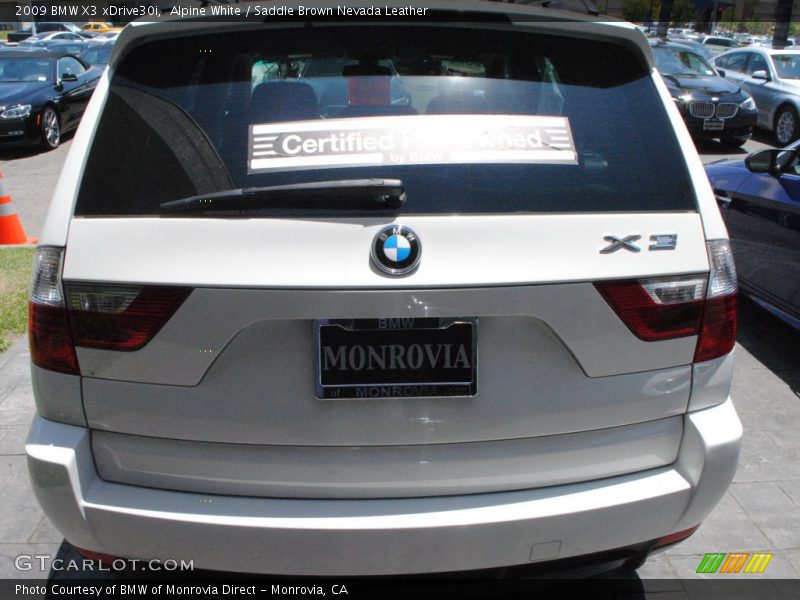 Alpine White / Saddle Brown Nevada Leather 2009 BMW X3 xDrive30i