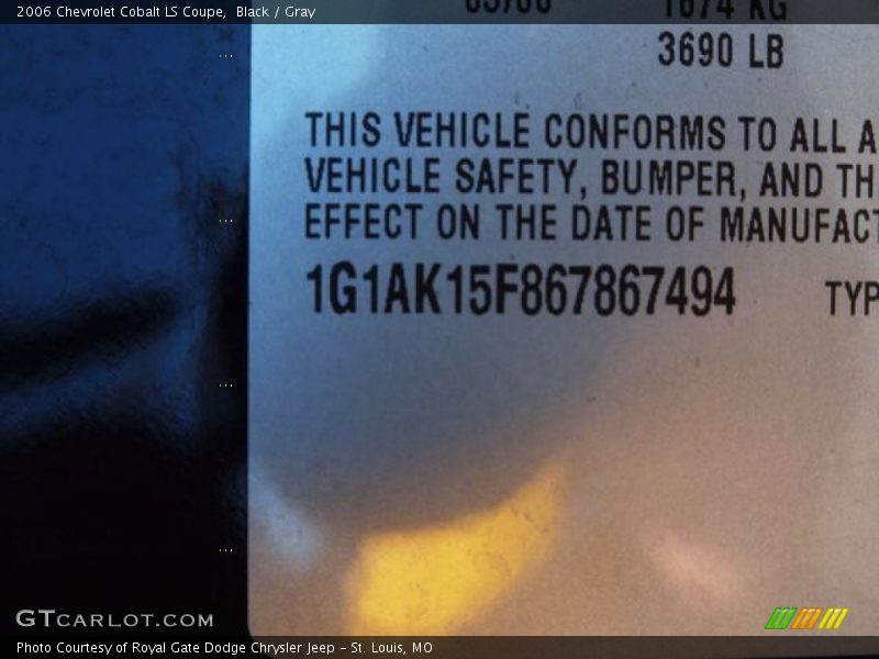 Black / Gray 2006 Chevrolet Cobalt LS Coupe