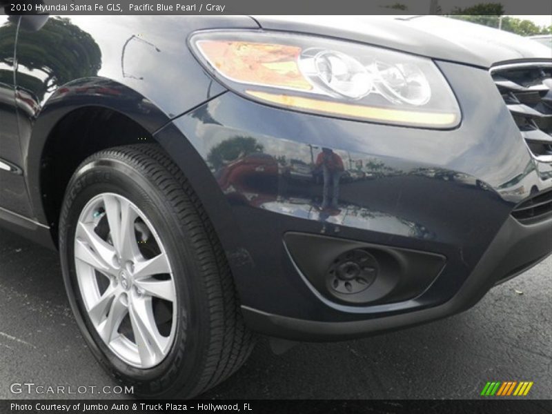 Pacific Blue Pearl / Gray 2010 Hyundai Santa Fe GLS