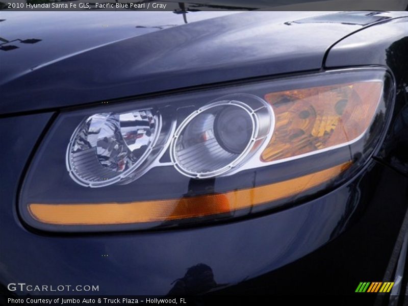 Pacific Blue Pearl / Gray 2010 Hyundai Santa Fe GLS