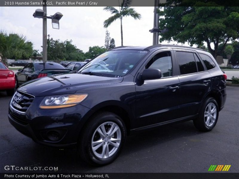 Pacific Blue Pearl / Gray 2010 Hyundai Santa Fe GLS