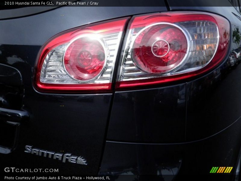 Pacific Blue Pearl / Gray 2010 Hyundai Santa Fe GLS