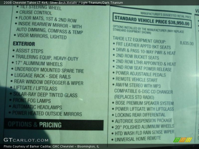 Silver Birch Metallic / Light Titanium/Dark Titanium 2008 Chevrolet Tahoe LT 4x4