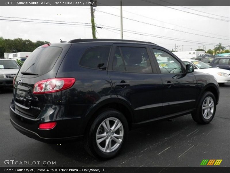 Pacific Blue Pearl / Gray 2010 Hyundai Santa Fe GLS