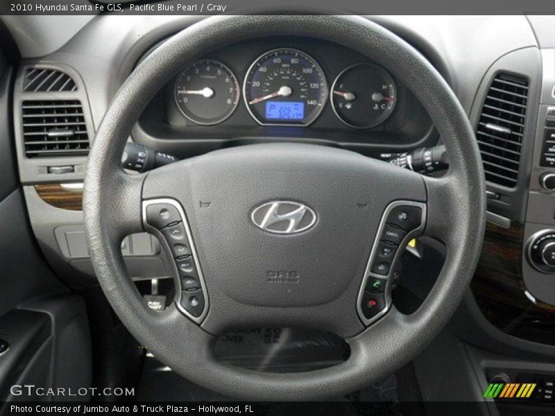 Pacific Blue Pearl / Gray 2010 Hyundai Santa Fe GLS