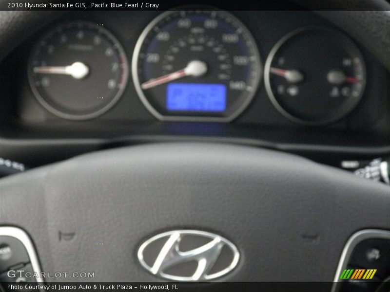 Pacific Blue Pearl / Gray 2010 Hyundai Santa Fe GLS